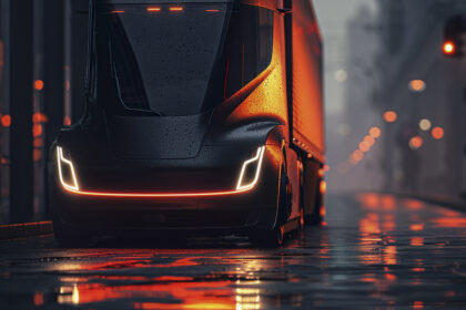 caminhão futurístico na cidade