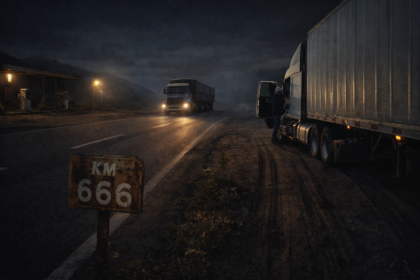 Em um conto carregado de tensão e memória, um caminhoneiro narra a experiência vivida em um trecho que oficialmente não existe: o KM 666. Entre silêncio absoluto, marcas estranhas no asfalto e um encontro impossível, a estrada revela que nem tudo o que está no mapa corresponde ao que se vive na boleia. Um relato sobre mistério, aviso e sobrevivência, contado por quem sabe que a estrada guarda histórias que não pedem explicação — pedem respeito.