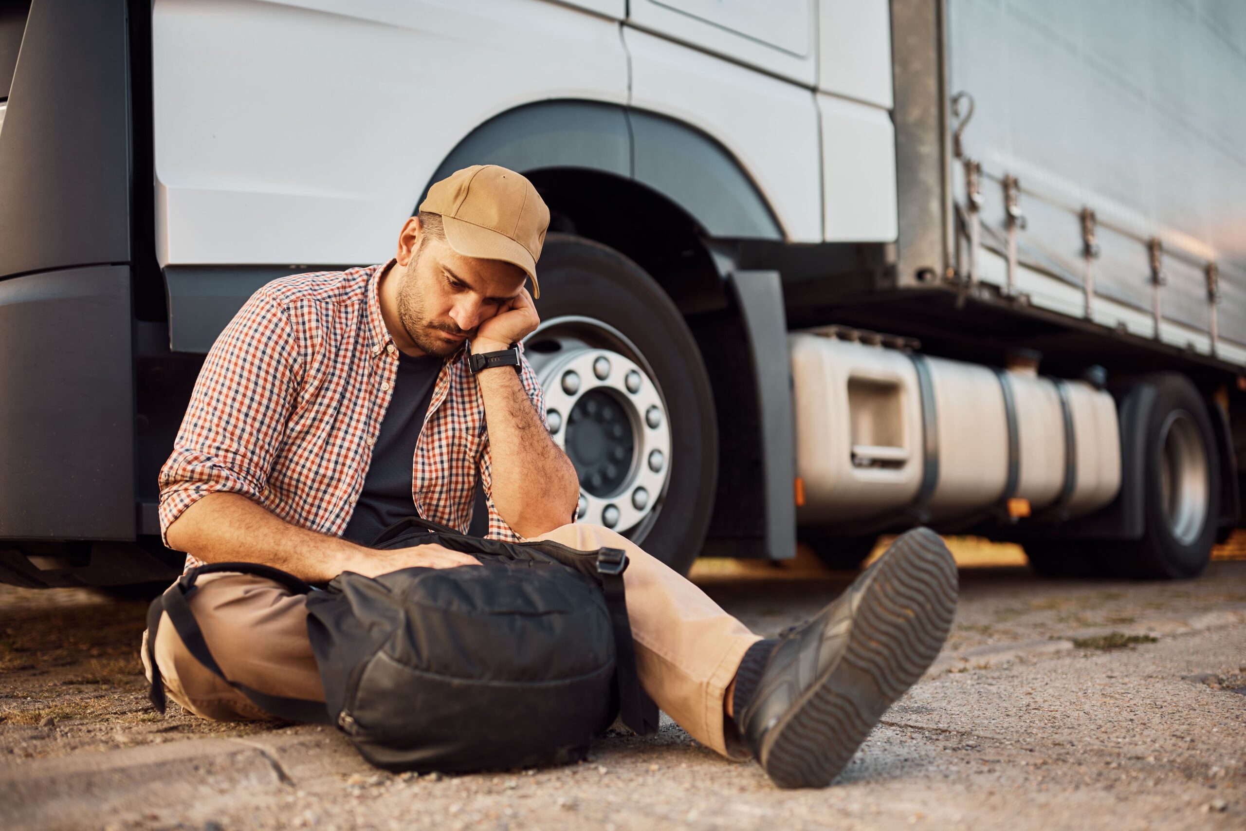 Displeased truck driver sitting on the ground in f 2026 03 16 03 27 49 utc (1)