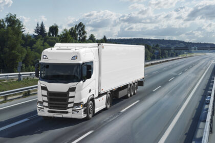 Blank cargo truck road