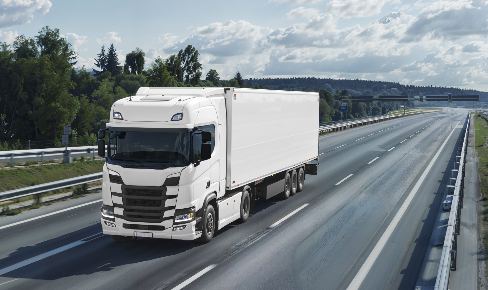Blank cargo truck road